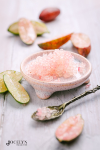 Finger Limes - pulp in a dish and teaspoon