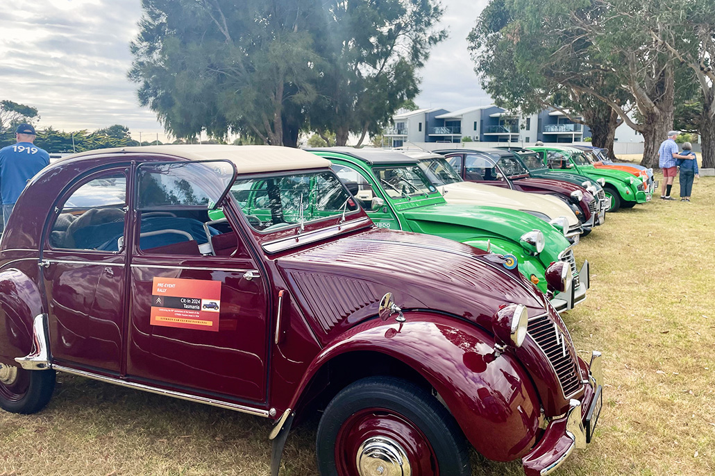 Citroen cars lined up.