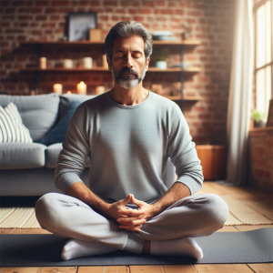 at-home spa day - man practicing mindfulness.