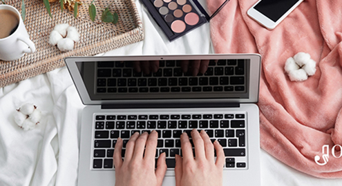 Lifestyle balance - woman working on a laptop