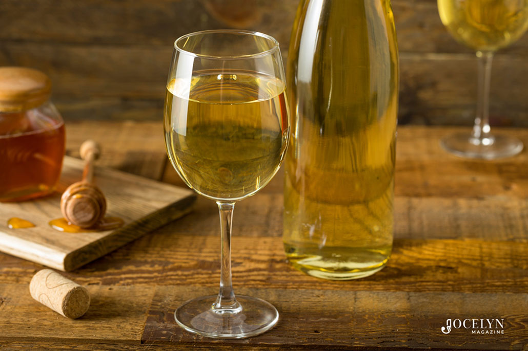 Mead - wine glass and bottle of mead