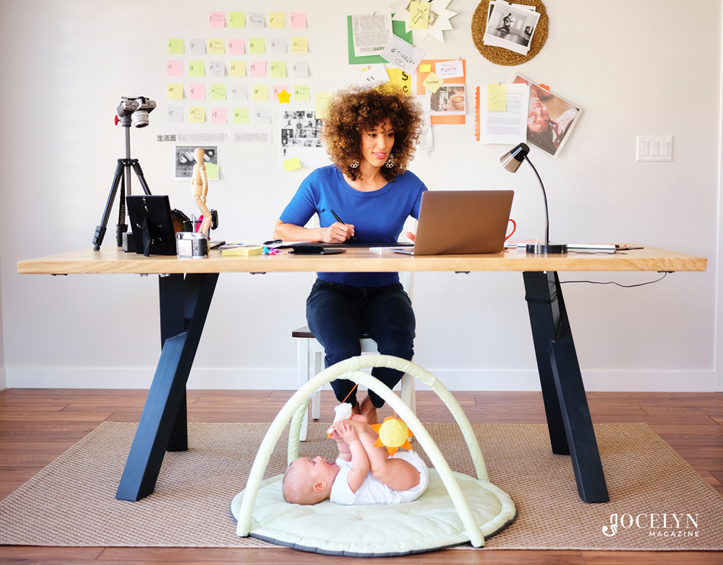 Work-life Balance Reset - woman juggling work and baby