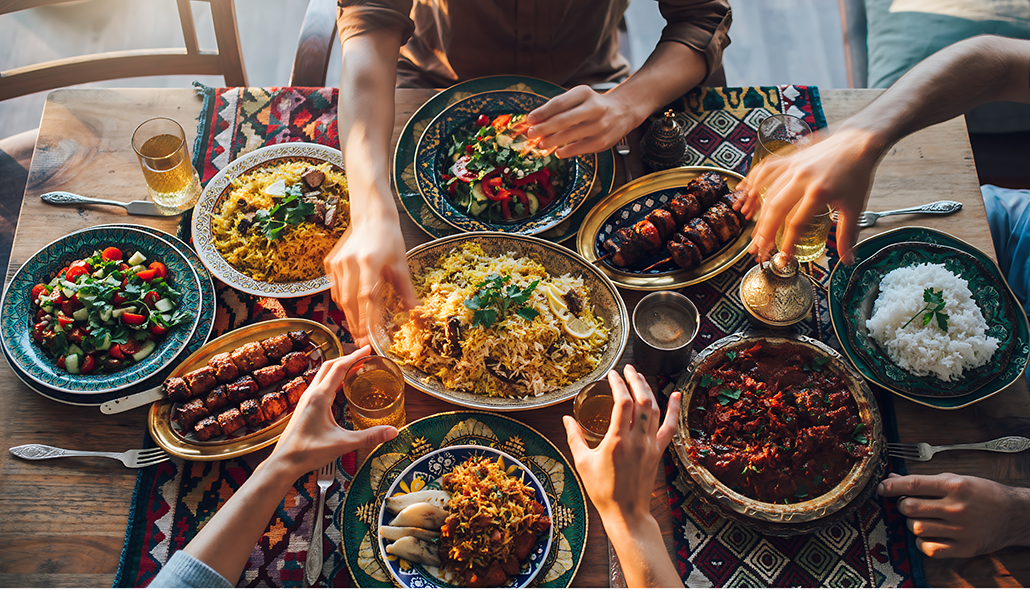 what to eat with spicy food - table with spicy food scene