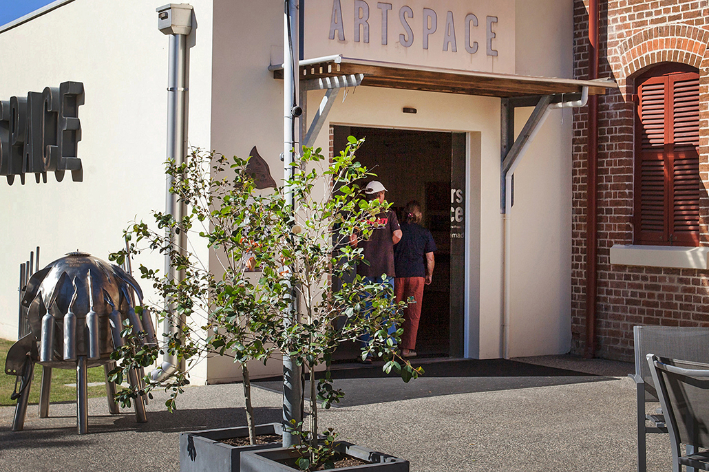 Fraser Coast arts: Entrance to Gatakers Artspace in Maryborough Qld, a heritage gallery and cultural venue on the Fraser Coast