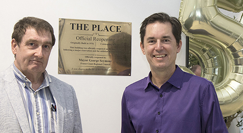 Glen Winney and Fraser Coast Mayor George Seymour at the reopening of The Place Urangan in Hervey Bay.