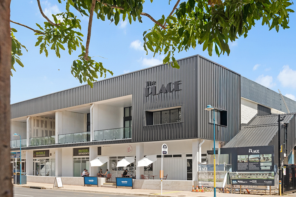 Exterior view of The Place in Urangan, Hervey Bay, after its major redevelopment into a mixed-use precinct.