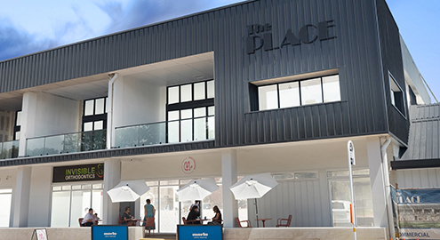 Exterior of The Place Urangan after redevelopment into a mixed-use precinct in Hervey Bay.